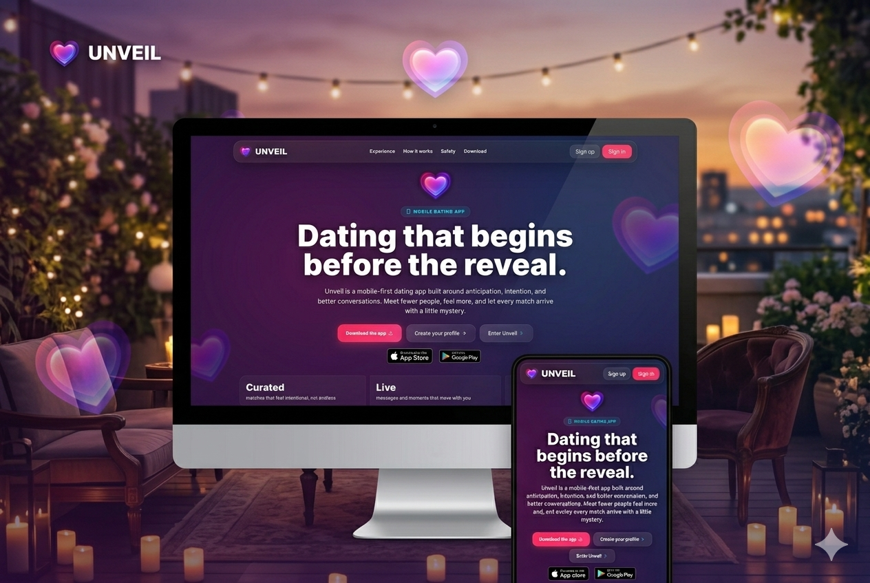 Unveil dating-app nettside — kunde av Norprog
